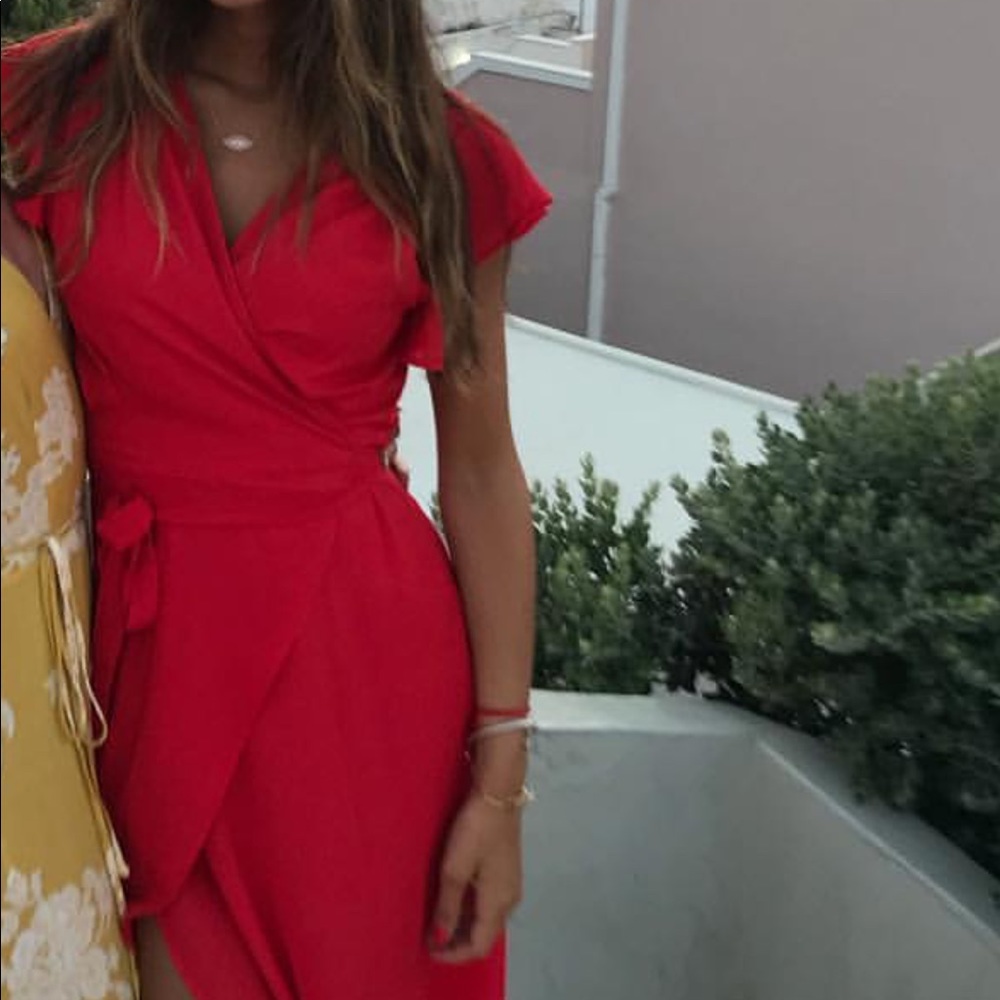 Red high low dress